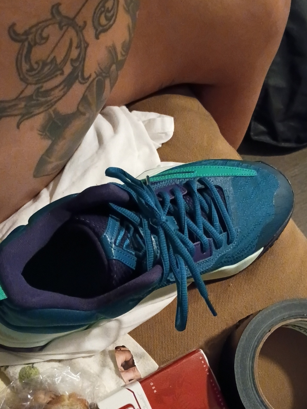 Nike Men's Teal and Purple Athletic Sneaker